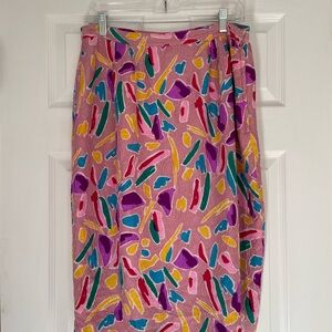 Vintage Abstract 100% Silk Skirt